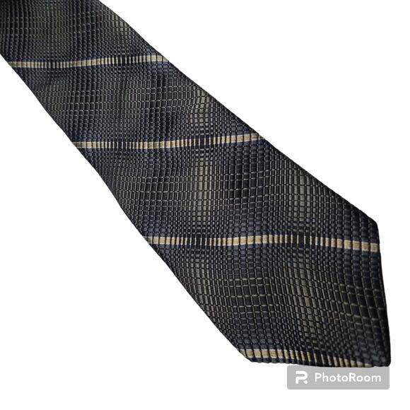 Nicole Miller black grey silver snake print silk tie - Picture 1 of 5